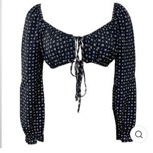 Black Cropped Top with flowers